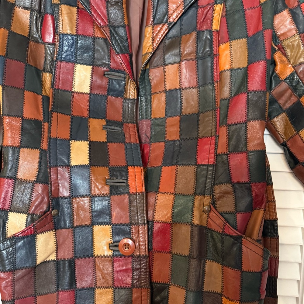Leather Multicolor Patchwork Women's Jacket - image 2